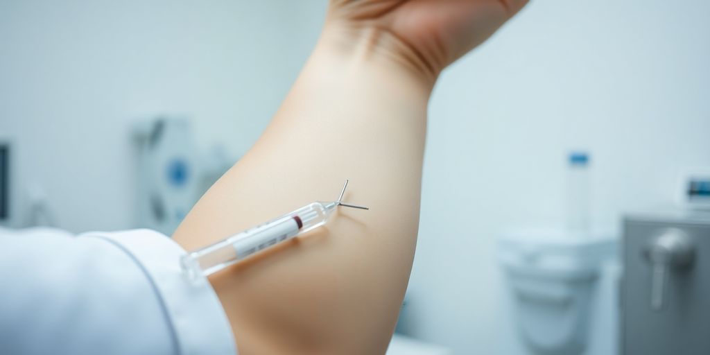 Close-up of blood sample in lab
