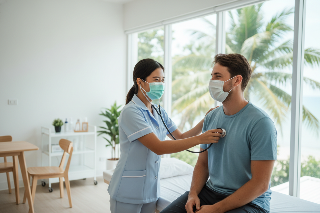 Flu symptom assessment at a Koh Samui walk-in clinic